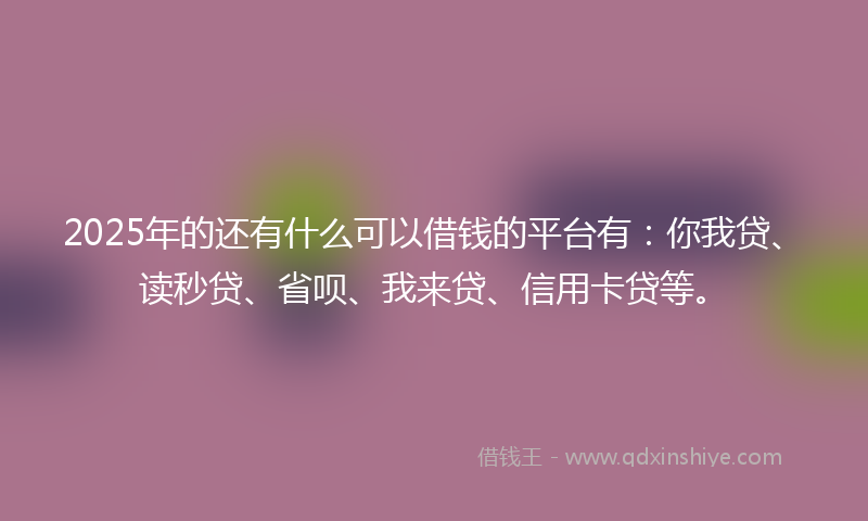2025年的还有什么可以借钱的平台有：你我贷、读秒贷、省呗、我来贷、信用卡贷等。