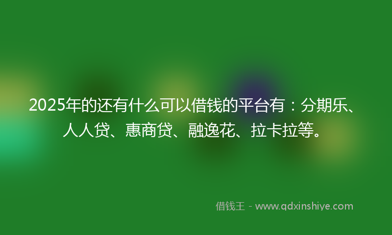 2025年的还有什么可以借钱的平台有：分期乐、人人贷、惠商贷、融逸花、拉卡拉等。