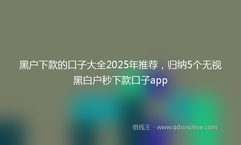 黑户下款的口子大全2025年推荐，归纳5个无视黑白户秒下款口子app