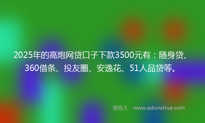 2025年的高炮网贷口子下款3500元有：随身贷、360借条、投友圈、安逸花、51人品贷等。
