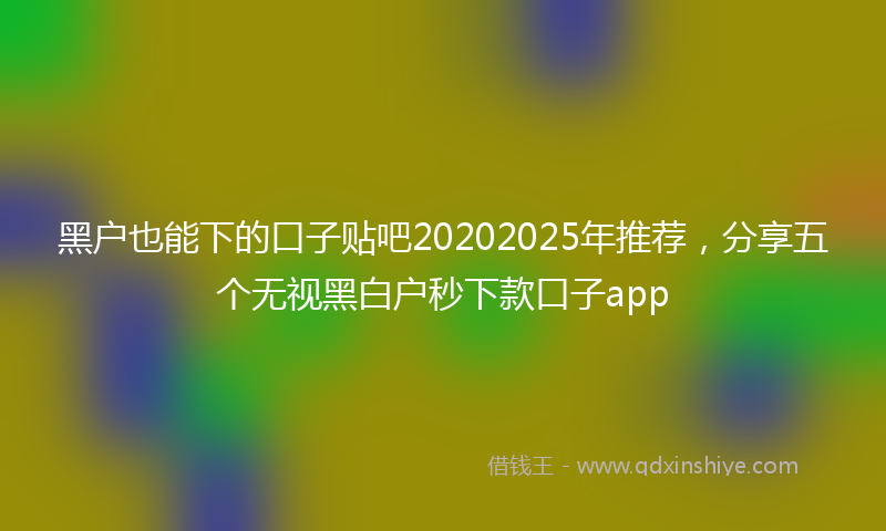 黑户也能下的口子贴吧20202025年推荐，分享五个无视黑白户秒下款口子app
