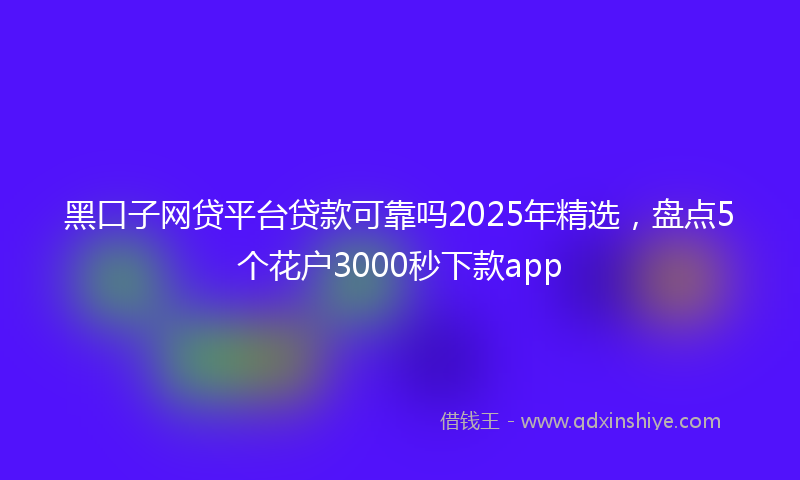 黑口子网贷平台贷款可靠吗2025年精选，盘点5个花户3000秒下款app