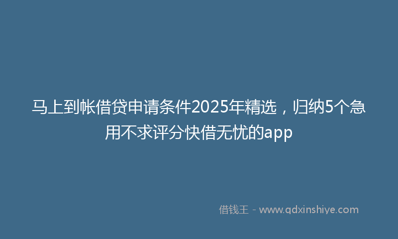 马上到帐借贷申请条件2025年精选，归纳5个急用不求评分快借无忧的app