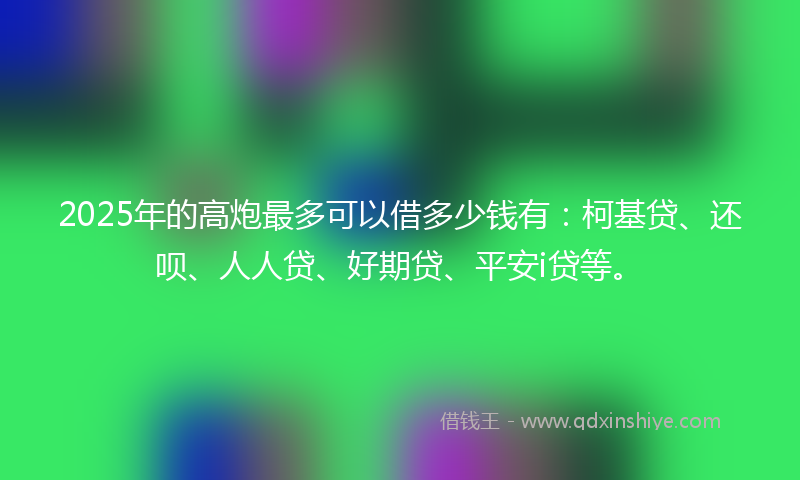 2025年的高炮最多可以借多少钱有：柯基贷、还呗、人人贷、好期贷、平安i贷等。