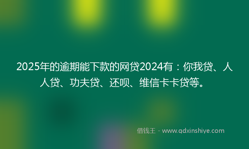 2025年的逾期能下款的网贷2024有：你我贷、人人贷、功夫贷、还呗、维信卡卡贷等。