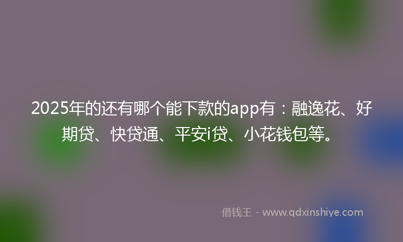 2025年的还有哪个能下款的app有：融逸花、好期贷、快贷通、平安i贷、小花钱包等。