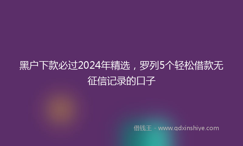 黑户下款必过2024年精选，罗列5个轻松借款无征信记录的口子