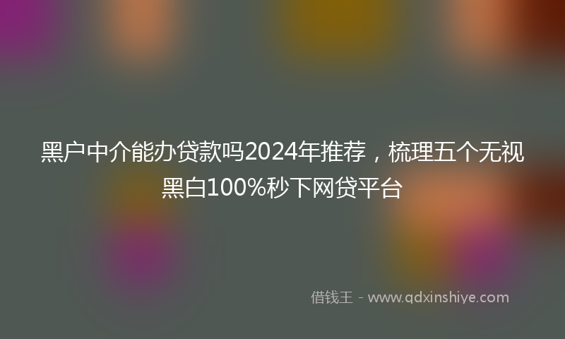 黑户中介能办贷款吗2024年推荐，梳理五个无视黑白100%秒下网贷平台