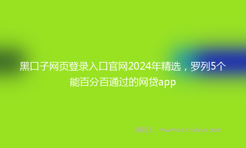 黑口子网页登录入口官网2024年精选，罗列5个能百分百通过的网贷app