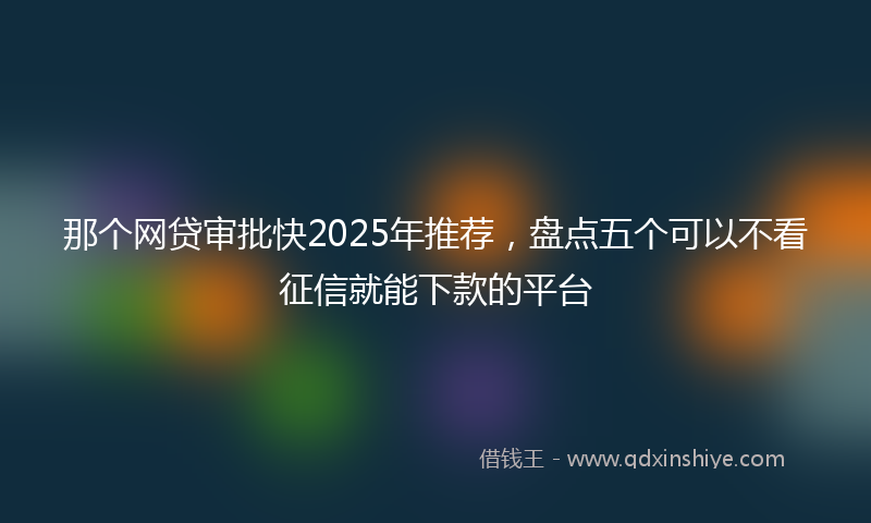 那个网贷审批快2025年推荐，盘点五个可以不看征信就能下款的平台