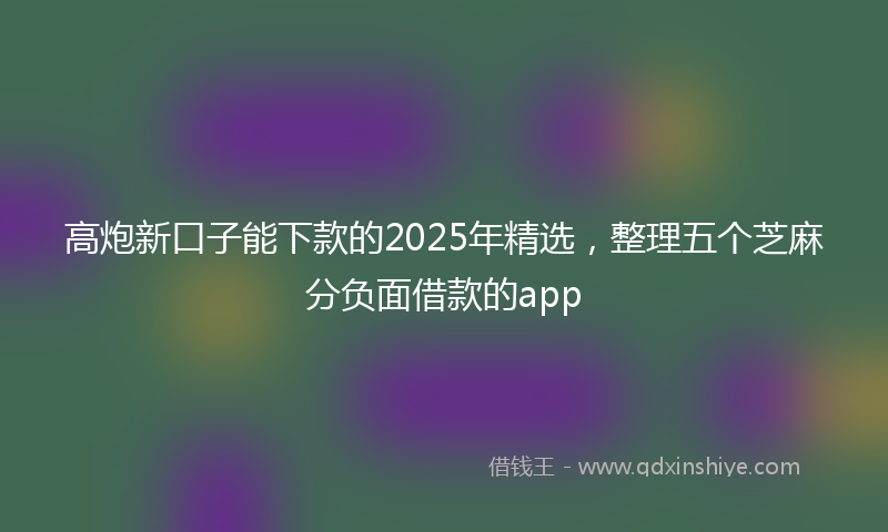 高炮新口子能下款的2025年精选，整理五个芝麻分负面借款的app