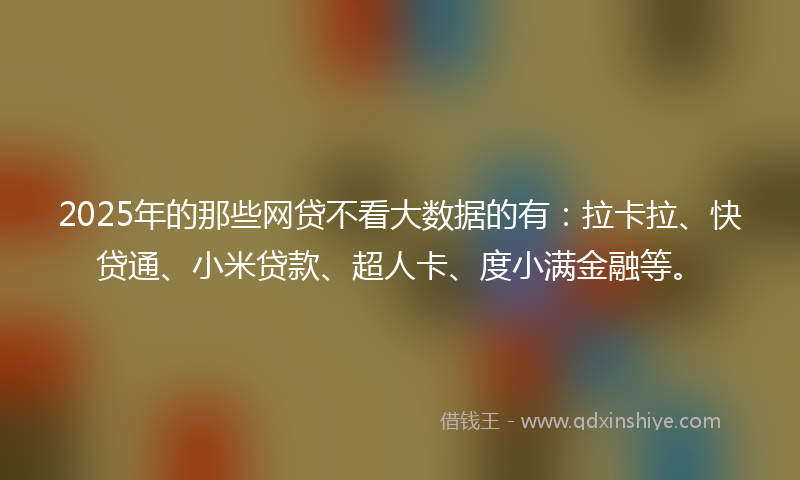 2025年的那些网贷不看大数据的有：拉卡拉、快贷通、小米贷款、超人卡、度小满金融等。
