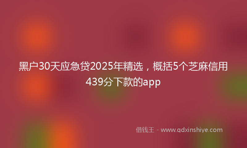 黑户30天应急贷2025年精选，概括5个芝麻信用439分下款的app