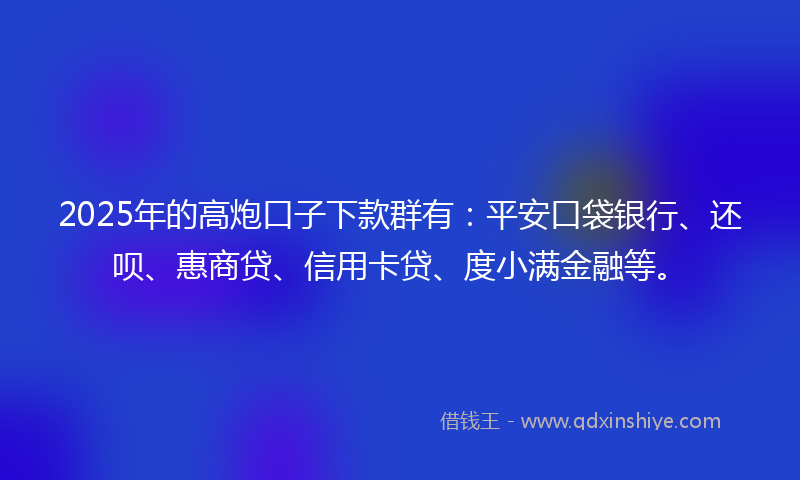 2025年的高炮口子下款群有：平安口袋银行、还呗、惠商贷、信用卡贷、度小满金融等。