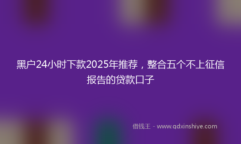 黑户24小时下款2025年推荐，整合五个不上征信报告的贷款口子
