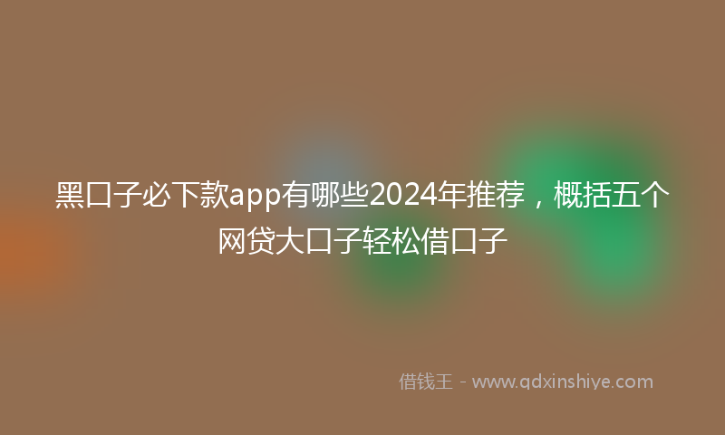 黑口子必下款app有哪些2024年推荐，概括五个网贷大口子轻松借口子