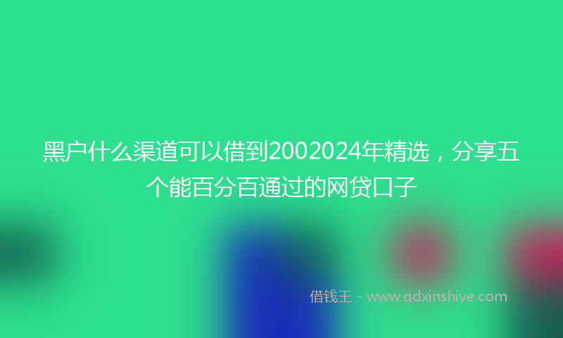 黑户什么渠道可以借到2002024年精选，分享五个能百分百通过的网贷口子