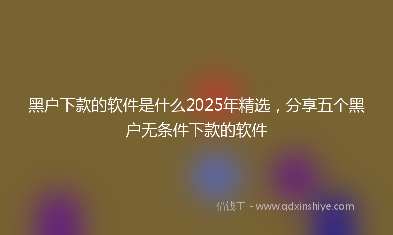 黑户下款的软件是什么2025年精选，分享五个黑户无条件下款的软件