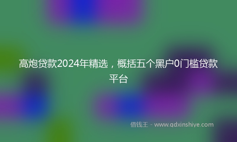 高炮贷款2024年精选，概括五个黑户0门槛贷款平台