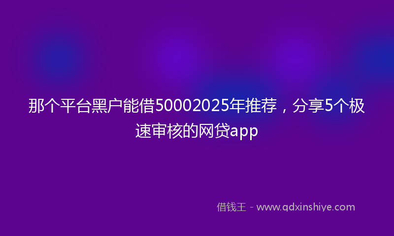那个平台黑户能借50002025年推荐，分享5个极速审核的网贷app
