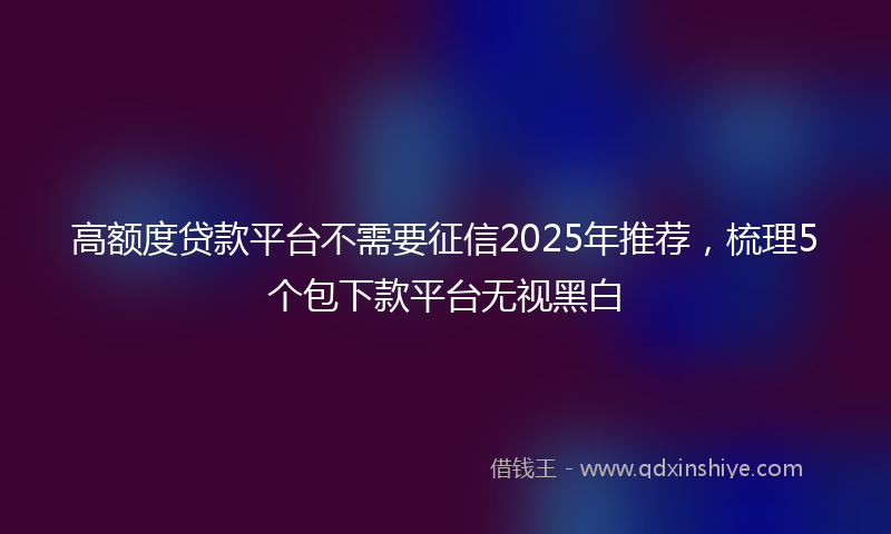 高额度贷款平台不需要征信2025年推荐，梳理5个包下款平台无视黑白