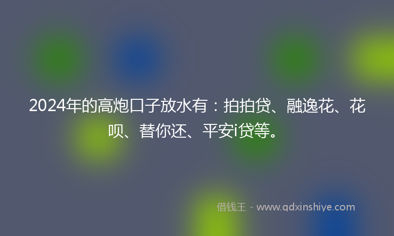 2024年的高炮口子放水有：拍拍贷、融逸花、花呗、替你还、平安i贷等。