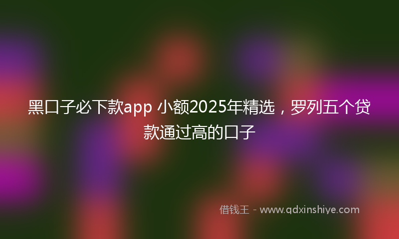 黑口子必下款app 小额2025年精选，罗列五个贷款通过高的口子