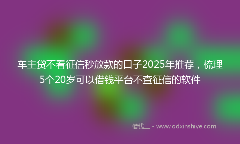 车主贷不看征信秒放款的口子2025年推荐，梳理5个20岁可以借钱平台不查征信的软件