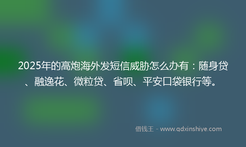 2025年的高炮海外发短信威胁怎么办有：随身贷、融逸花、微粒贷、省呗、平安口袋银行等。