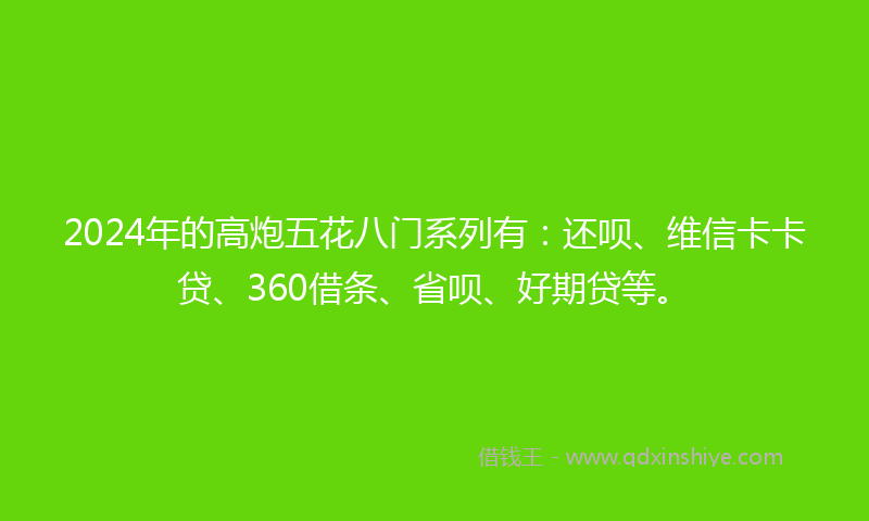 2024年的高炮五花八门系列有：还呗、维信卡卡贷、360借条、省呗、好期贷等。