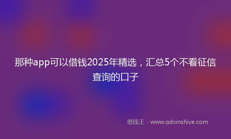 那种app可以借钱2025年精选，汇总5个不看征信查询的口子