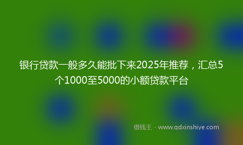 银行贷款一般多久能批下来2025年推荐，汇总5个1000至5000的小额贷款平台