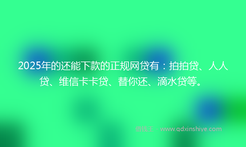 2025年的还能下款的正规网贷有：拍拍贷、人人贷、维信卡卡贷、替你还、滴水贷等。
