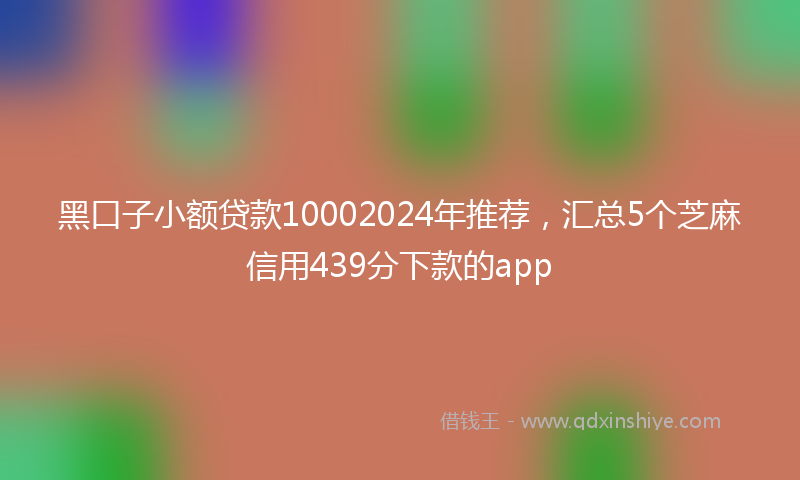 黑口子小额贷款10002024年推荐，汇总5个芝麻信用439分下款的app