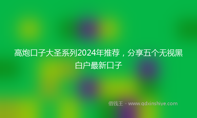 高炮口子大圣系列2024年推荐，分享五个无视黑白户最新口子