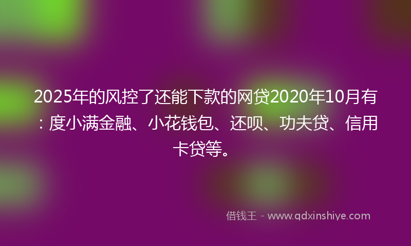 2025年的风控了还能下款的网贷2020年10月有：度小满金融、小花钱包、还呗、功夫贷、信用卡贷等。