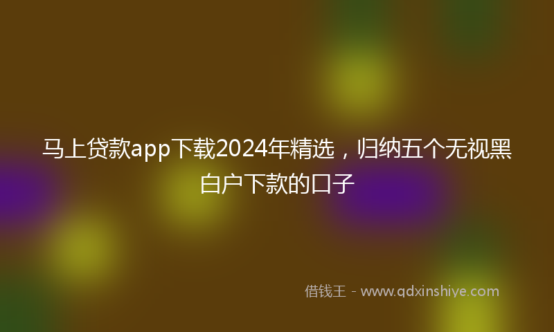 马上贷款app下载2024年精选，归纳五个无视黑白户下款的口子