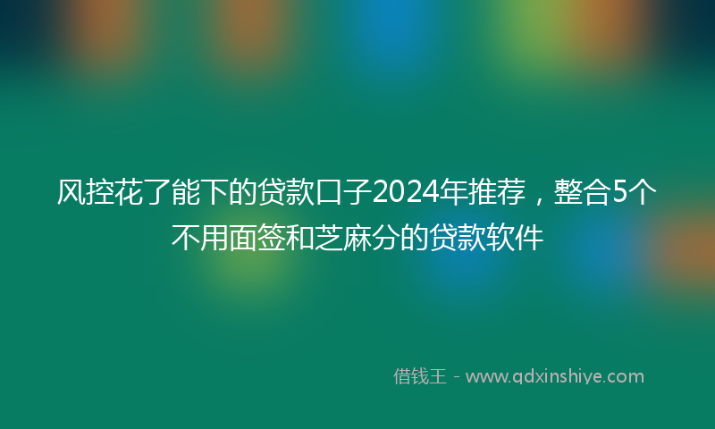 风控花了能下的贷款口子2024年推荐，整合5个不用面签和芝麻分的贷款软件