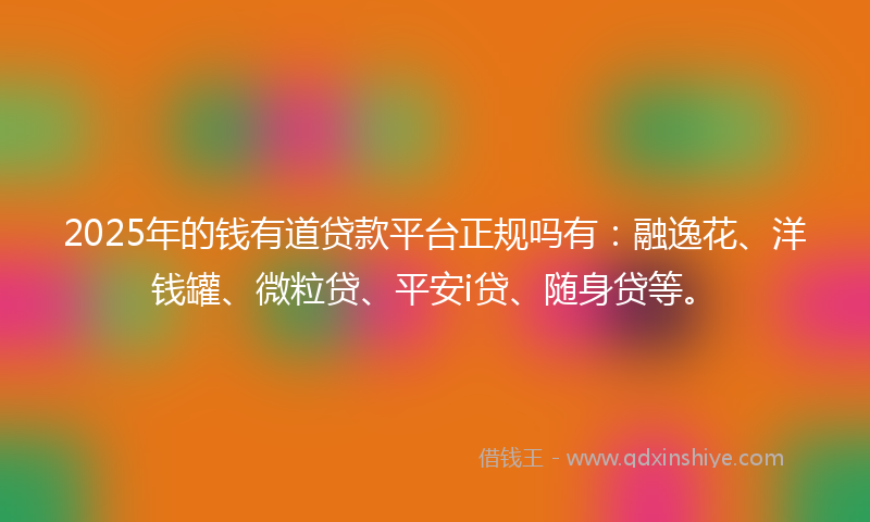 2025年的钱有道贷款平台正规吗有：融逸花、洋钱罐、微粒贷、平安i贷、随身贷等。