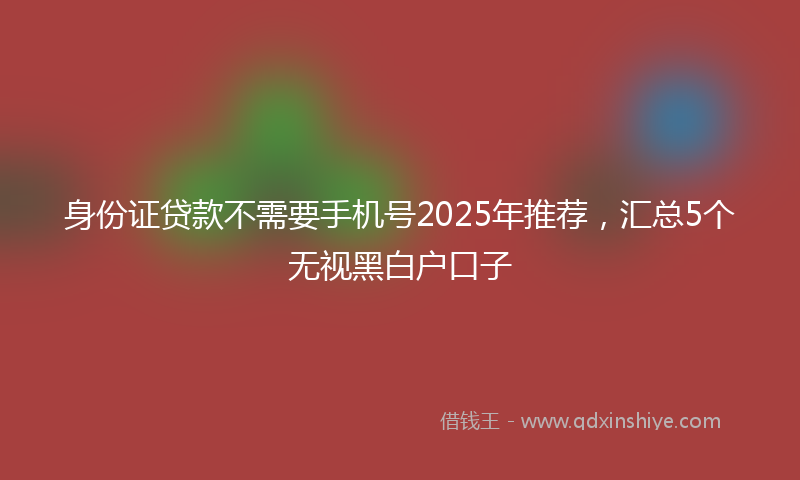 身份证贷款不需要手机号2025年推荐，汇总5个无视黑白户口子