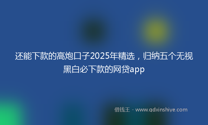 还能下款的高炮口子2025年精选，归纳五个无视黑白必下款的网贷app
