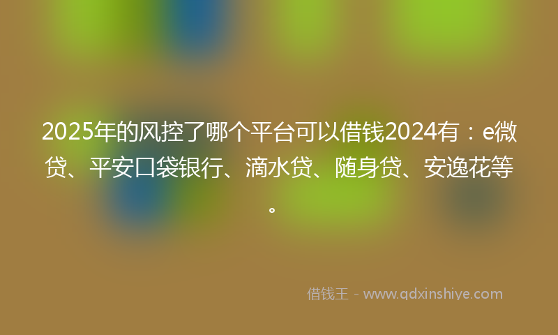 2025年的风控了哪个平台可以借钱2024有：e微贷、平安口袋银行、滴水贷、随身贷、安逸花等。