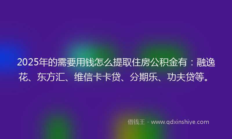 2025年的需要用钱怎么提取住房公积金有：融逸花、东方汇、维信卡卡贷、分期乐、功夫贷等。