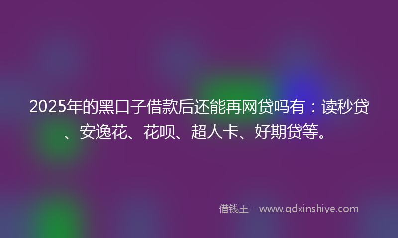 2025年的黑口子借款后还能再网贷吗有：读秒贷、安逸花、花呗、超人卡、好期贷等。