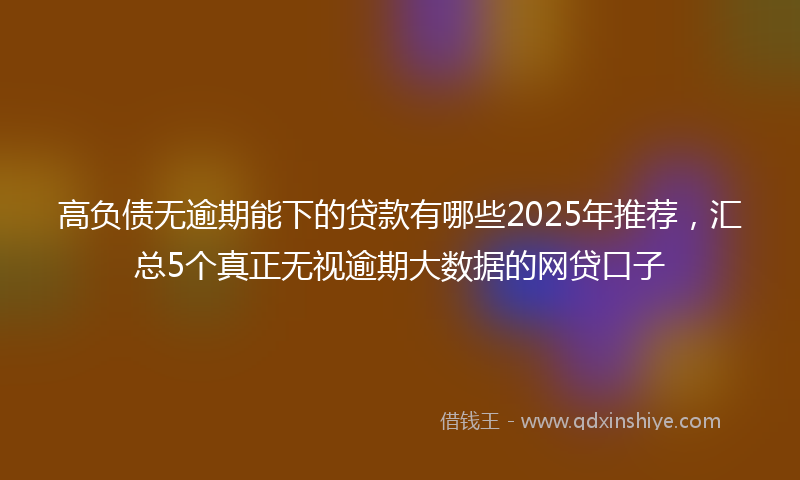 高负债无逾期能下的贷款有哪些2025年推荐，汇总5个真正无视逾期大数据的网贷口子