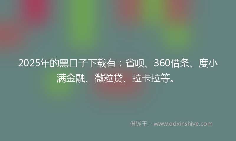 2025年的黑口子下载有：省呗、360借条、度小满金融、微粒贷、拉卡拉等。