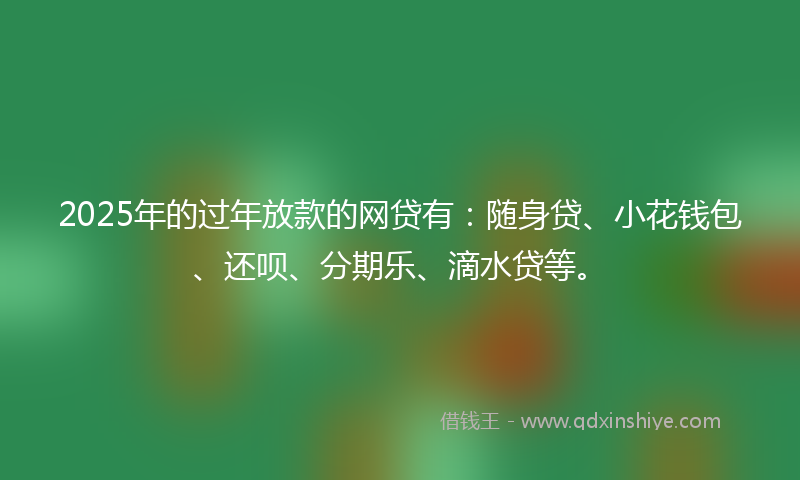 2025年的过年放款的网贷有：随身贷、小花钱包、还呗、分期乐、滴水贷等。