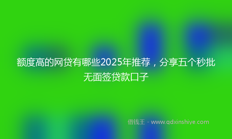 额度高的网贷有哪些2025年推荐，分享五个秒批无面签贷款口子