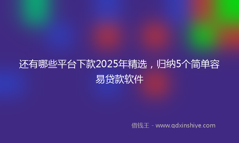还有哪些平台下款2025年精选，归纳5个简单容易贷款软件