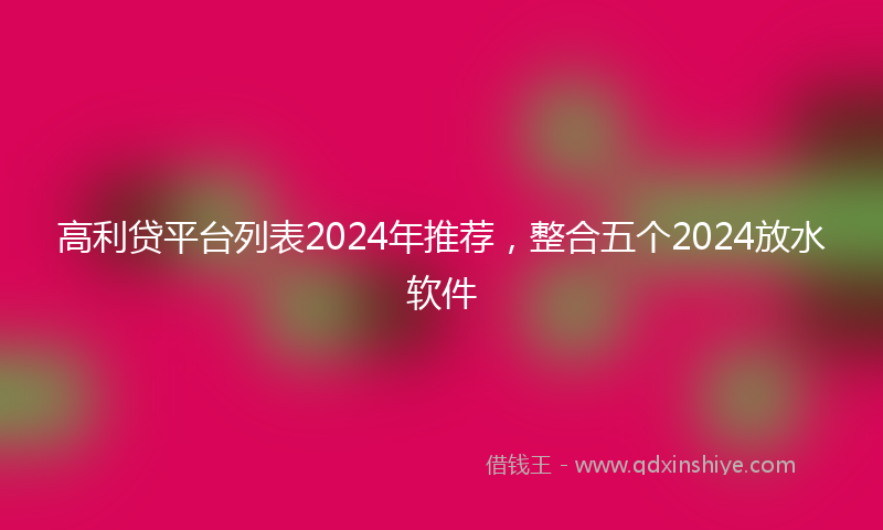 高利贷平台列表2024年推荐，整合五个2024放水软件